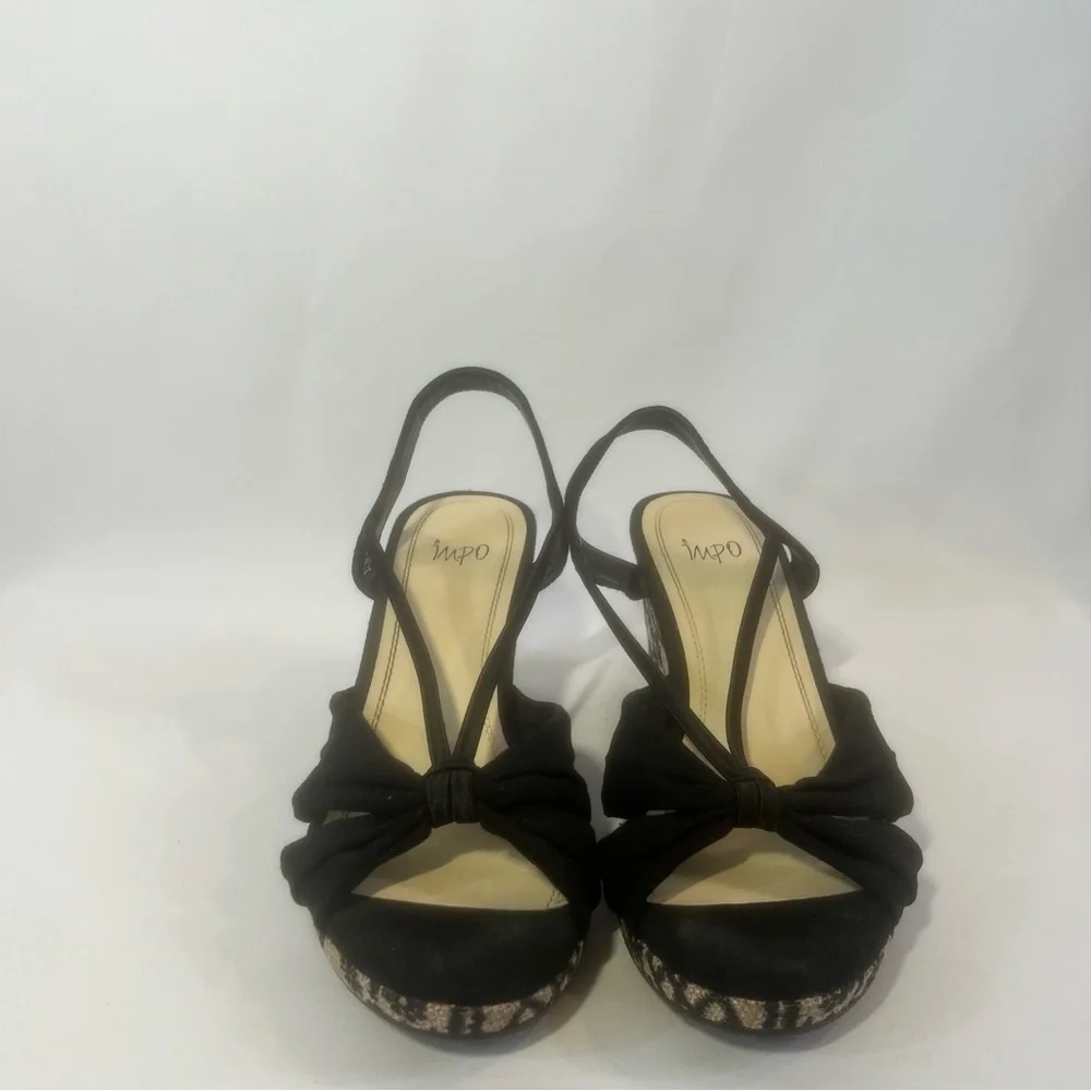 Impo Embroidered Platform Sandal with Black and Tan Wedge Sandals Size:11